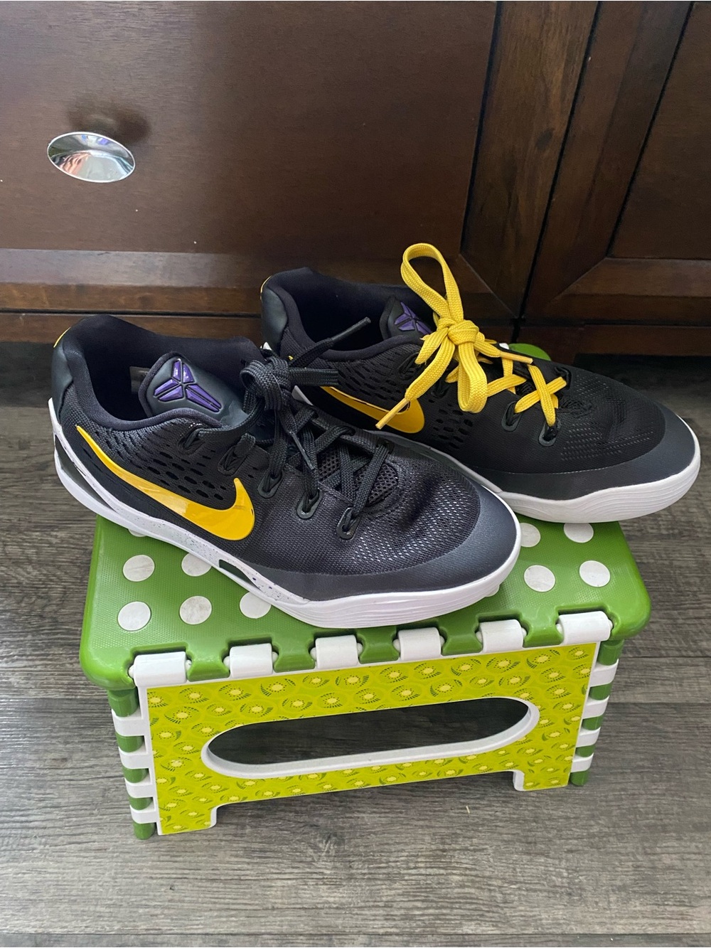 Nike Kobe Kids Black Sneakers with Yellow Swoosh